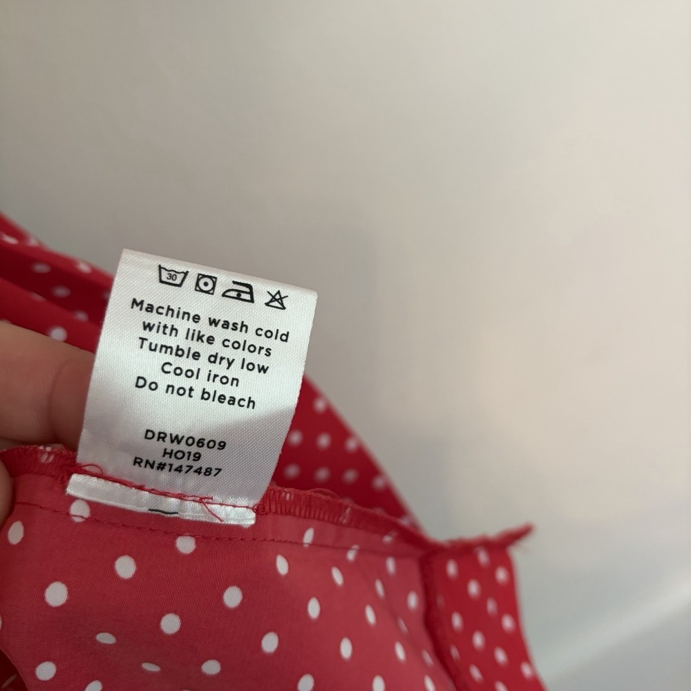 Draper James Midi Dress Sz 8 Red Polka Dot Longsleeve Pleats Retro Vintage Vibe - Picture 5 of 9